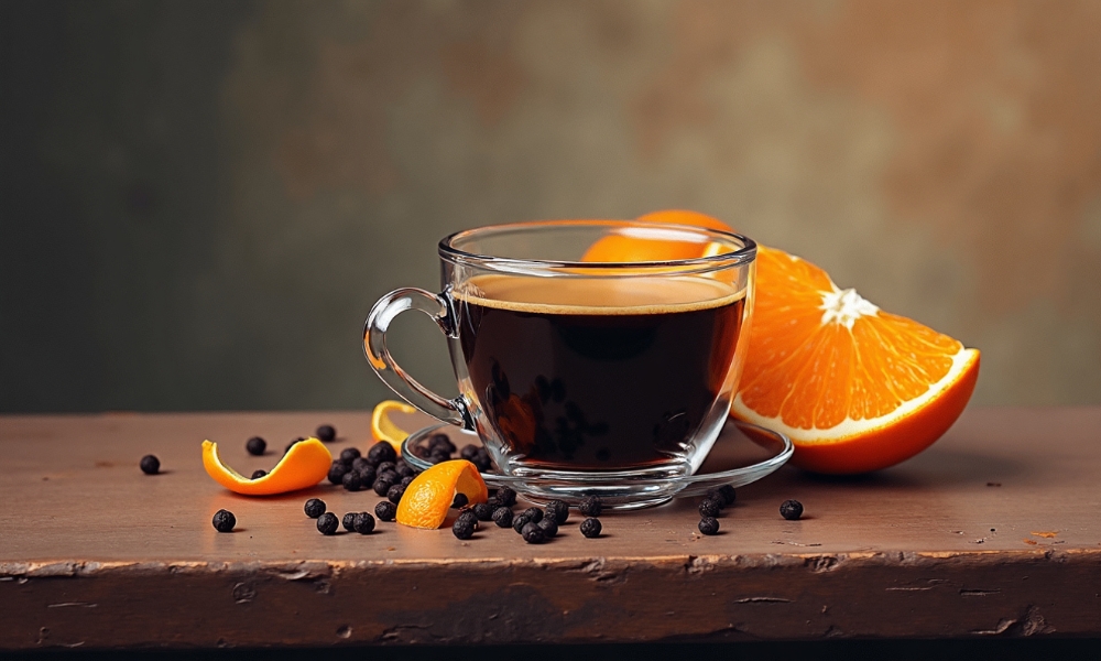 Espresso sa crnim biberom i narandžinom korom