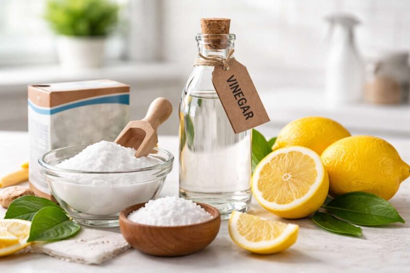 Sirce, limun i so koji stoje na stolu